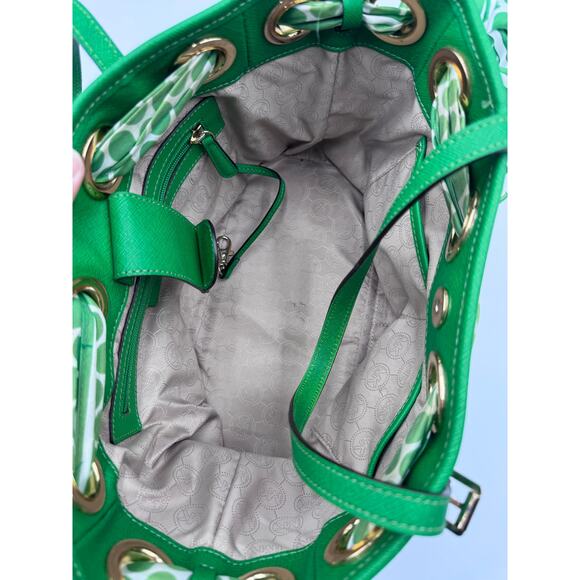 Michael Kors Women's Green Tote Bag with Ribbon and Polka Dot Pattern - Picture 2 of 2